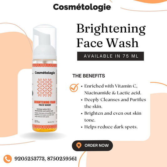 Cosmetologie Brightening Foam Face Wash  Vitamin-C, Niacinamide and Lactic acid