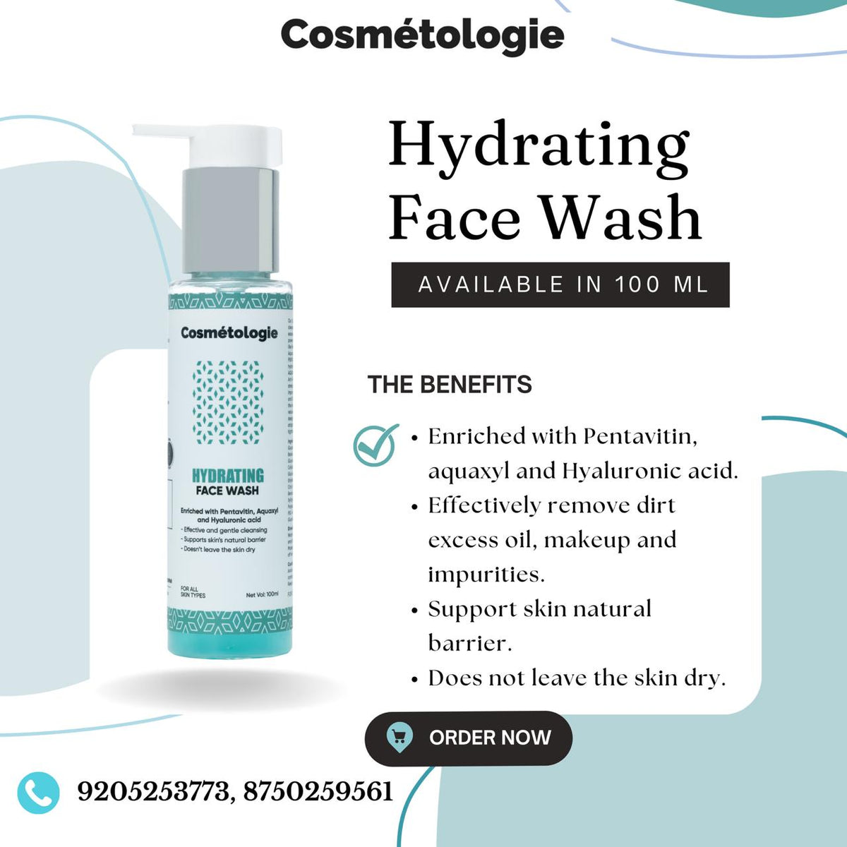 Cosmetologie Hydrating Face Wash I Pentavitin, Aquaxyl and Hyaluronic acid- 100 G