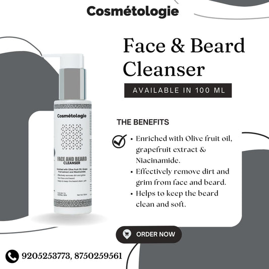 Cosmetologie Face and Beard Cleanser  Olive fruit oil, Grape fruit extract and Niacinamide
